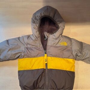 The North Face Gray Yellow Quilted Puffer Jacket
